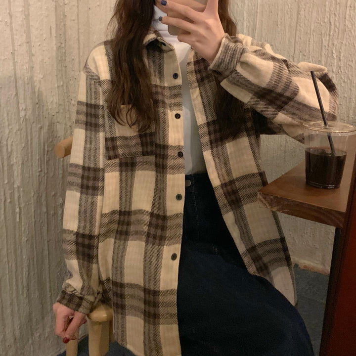 Fashion Plush Heavy Plaid Shirt Women - Super Amazing Store