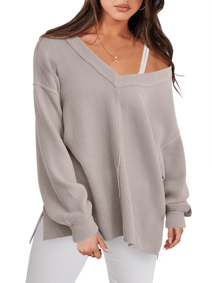 Lightweight V-neck Sweaters Women Winter Casual Long Sleeve - Super Amazing Store