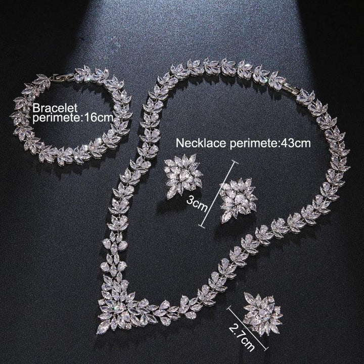 Set Of 4 Stylish Copper Micropaved Zirconia Necklace Bracelets - Super Amazing Store