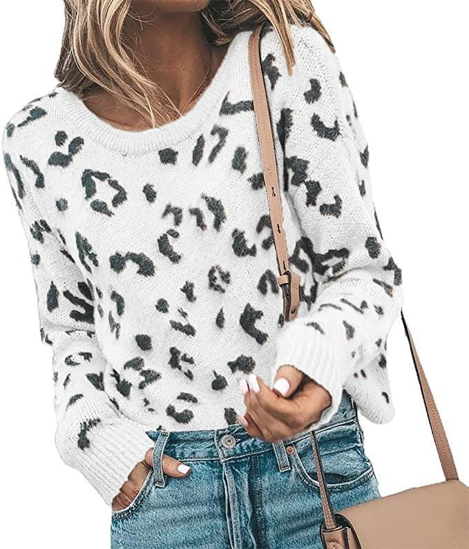 Leopard Print Knitted Sweater for Women - Super Amazing Store