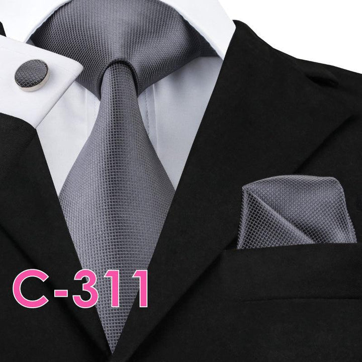 Solid Silk Mens Ties Neck Tie Set For Men Suits Tie Handker - Super Amazing Store