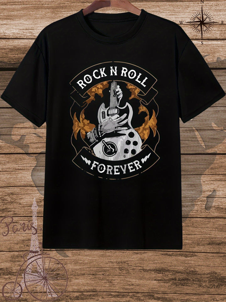 ROCK N ROLL FOREVER Printed Men's Short Sleeve Multifunctional T-shirt, Comfortable And Breathable, Summer Casual Wear Super Amazing Store