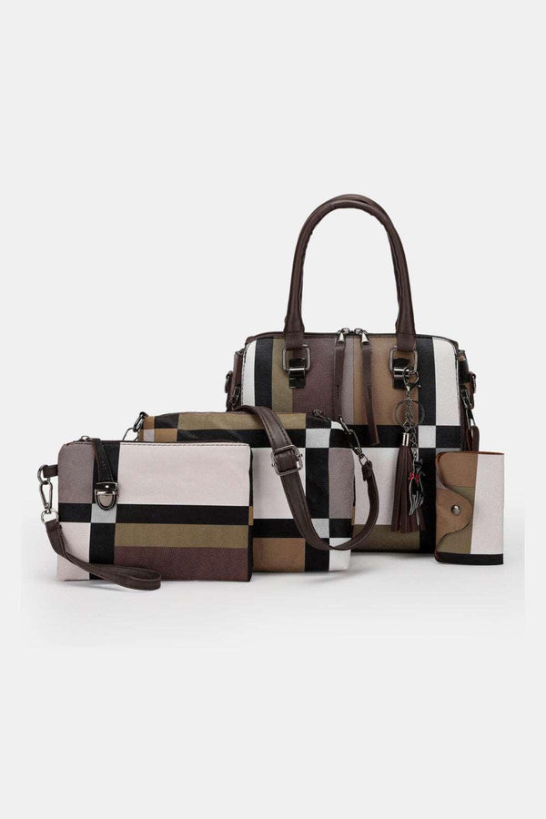 4-Piece Color Block PU Leather Bag Set - Super Amazing Store