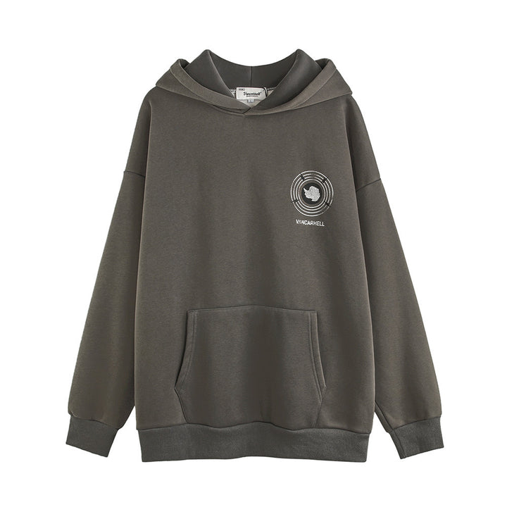 Men's Heavy Washed And Worn Loose Autumn And Winter Fleece-lined Hooded Pullover Q2