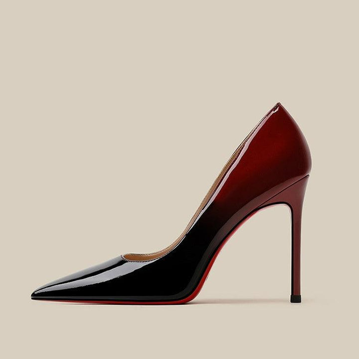 Patent Leather Black Red Gradient Color High Heels Niche Design Super Amazing Store