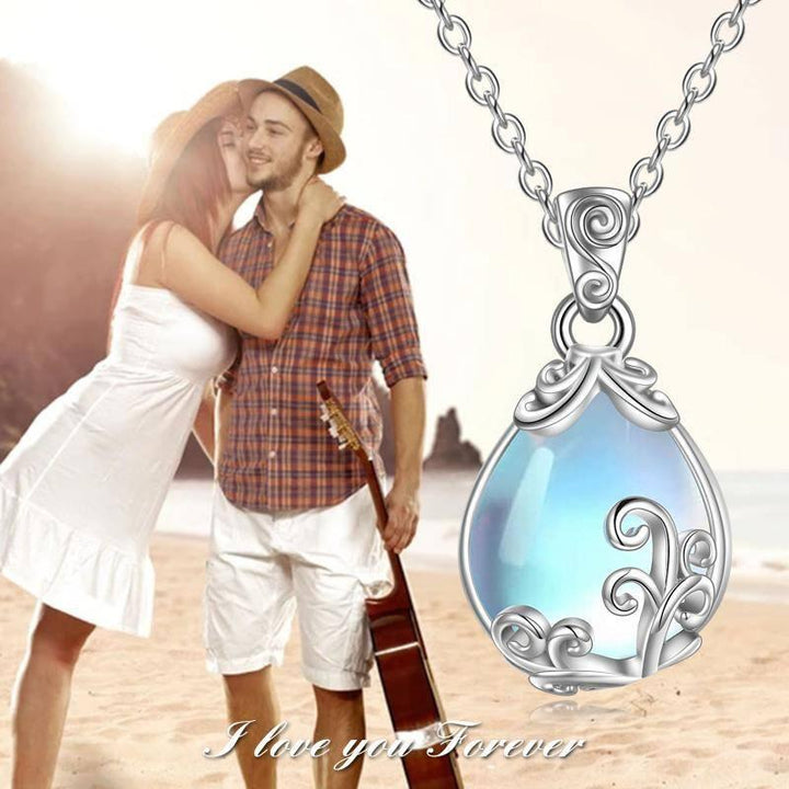 Sterling Silver Moonstone Filigree Teardrop Necklace Jewelry - Super Amazing Store