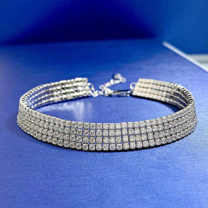 High Carbon Four Rows Full Rhinestone Couple Bracelet Sterling Silver - Super Amazing Store