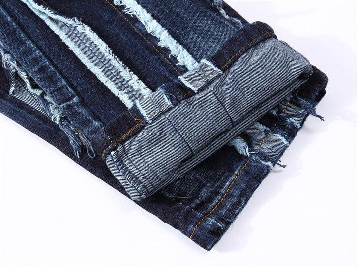 Panelled Statement Jeans Frayed Slim Fit - Super Amazing Store