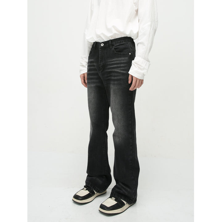 Loose Worn Looking Washed-out Slightly Flared Jeans Men Q2