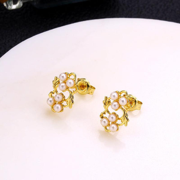 Women's Leaf Flower Pearl Earrings - Super Amazing Store