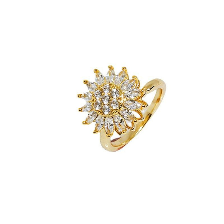 Rotating SUNFLOWER Full Diamond Sunflower Ring - Super Amazing Store