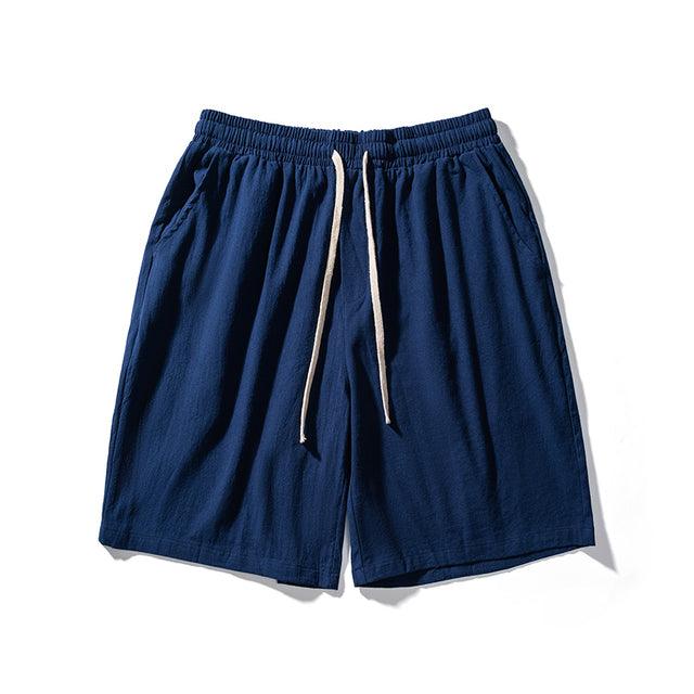 Cotton Line Shorts Men Summer Elastic Waist - Super Amazing Store