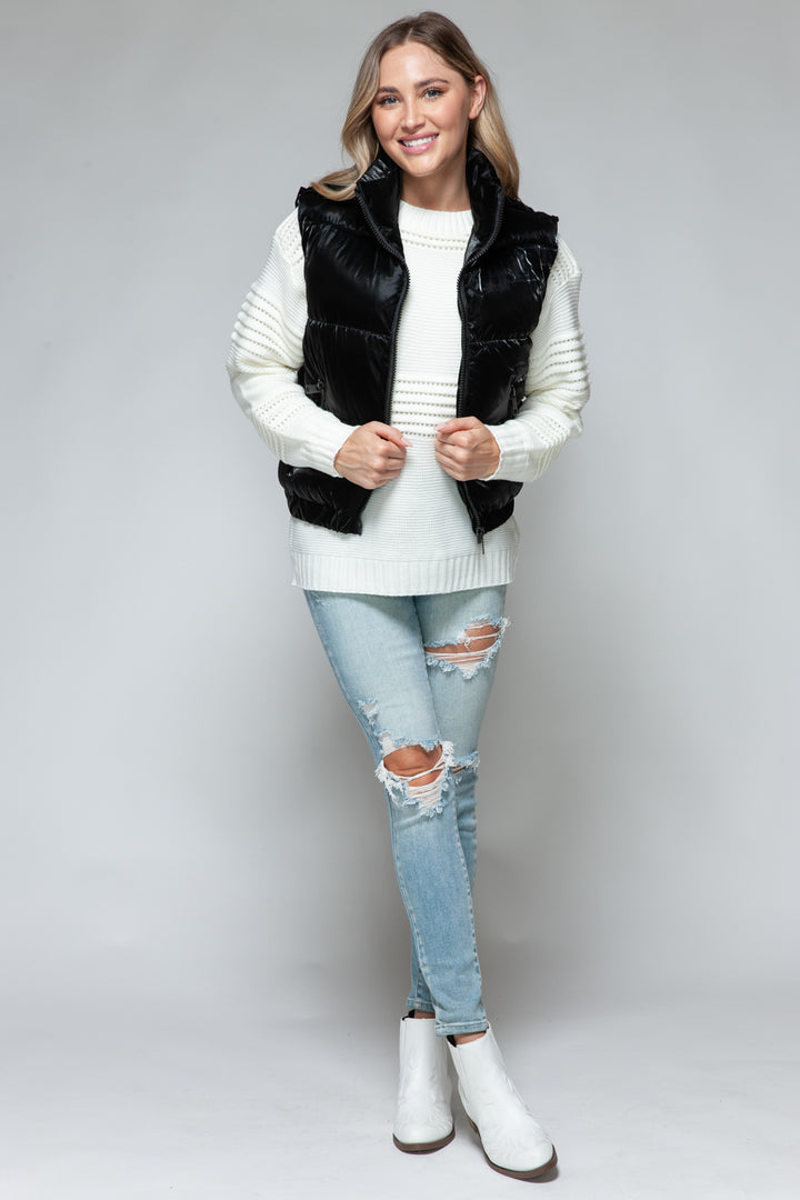 Snobbish Fine Fur Lining Quilted Vest Trendsi