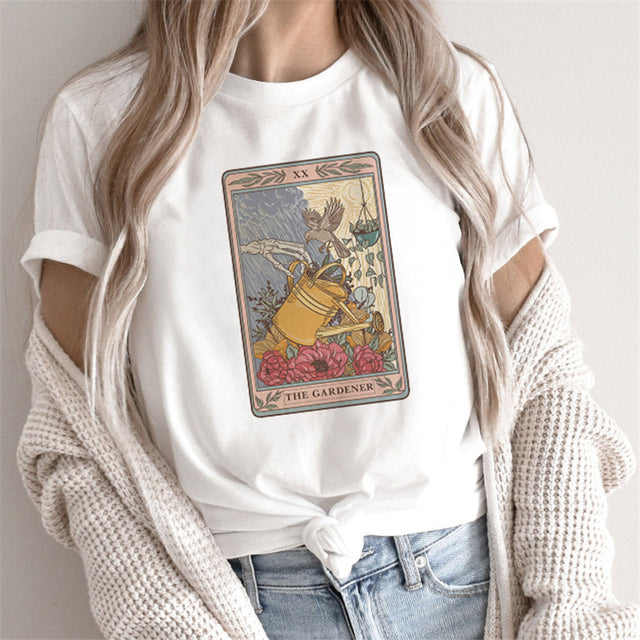 Fashion Tarot Women Print T-shirts Female Cartoon Tops - Super Amazing Store