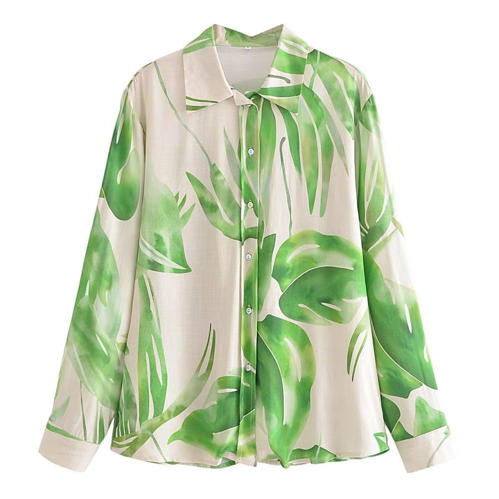 European And American Style Long Sleeve Tropical Print Shirt Women - Super Amazing Store