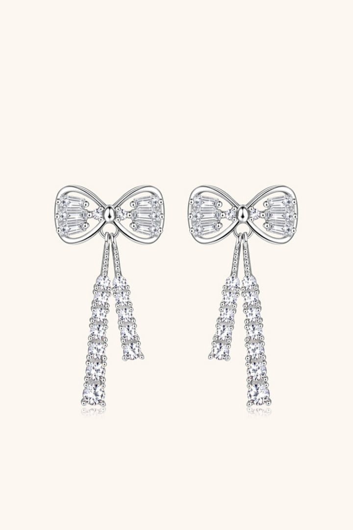 1.12 Carat Moissanite 925 Sterling Silver Bow Earrings Trendsi