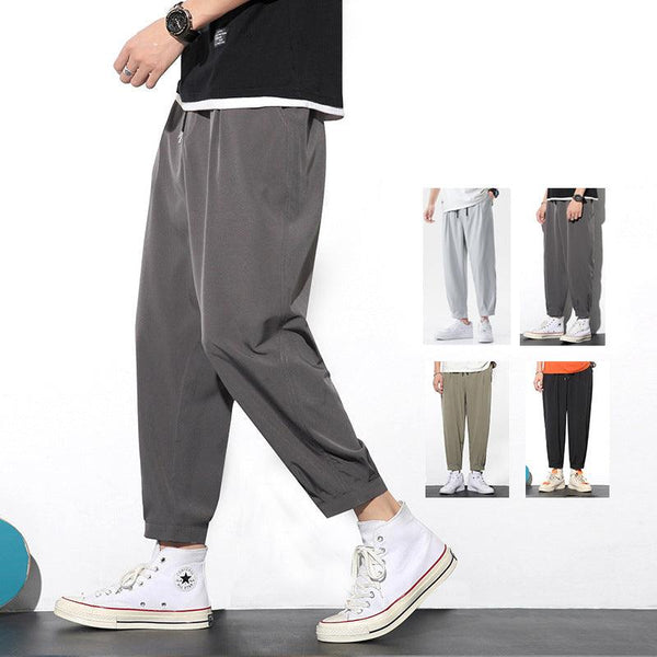 Drawstring Pants Summer Casual Ice Slik Trousers Jogger Hiking Sports Pants Men - Super Amazing Store