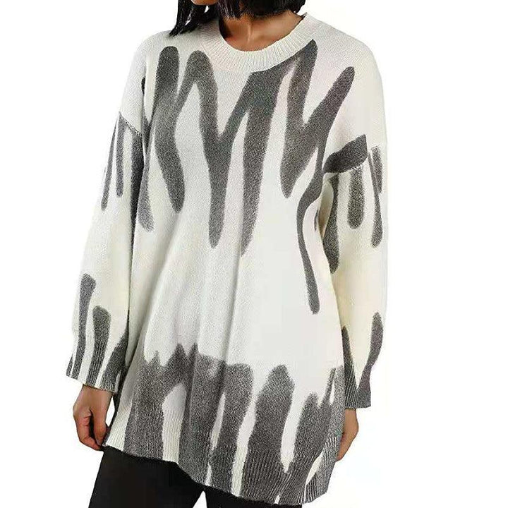 Loose Printed Sweater Women Lazy Pullover Sweater - Super Amazing Store