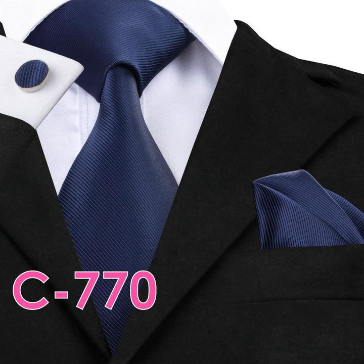 Solid Silk Mens Ties Neck Tie Set For Men Suits Tie Handker - Super Amazing Store