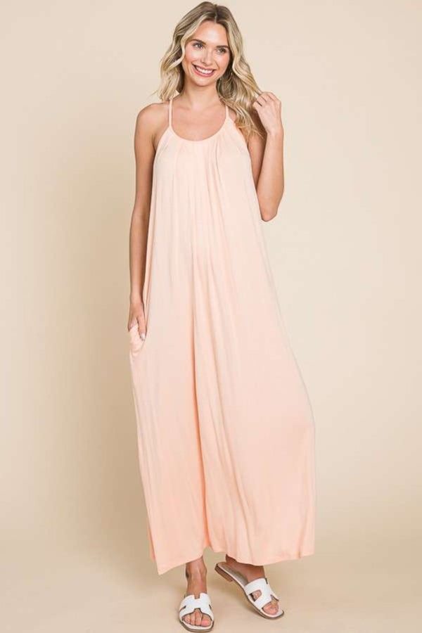 Culture Code Full Size Tie Back Maxi Cami Dress Trendsi