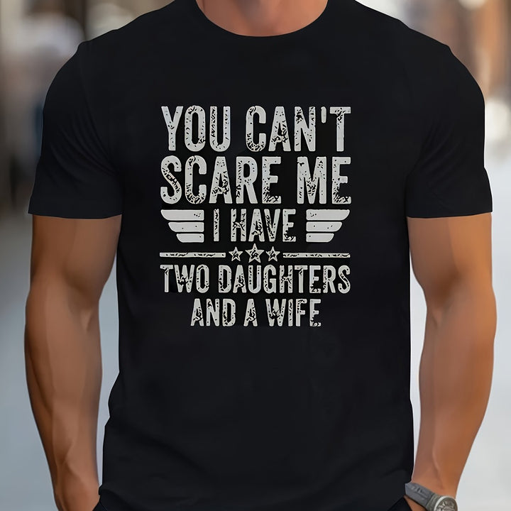 You Can Scare Me With English Text Printed Men's Novel T-shirt, Soft And Breathable, Casual And Versatile Short Sleeved Round Neck Summer Men's Top Super Amazing Store