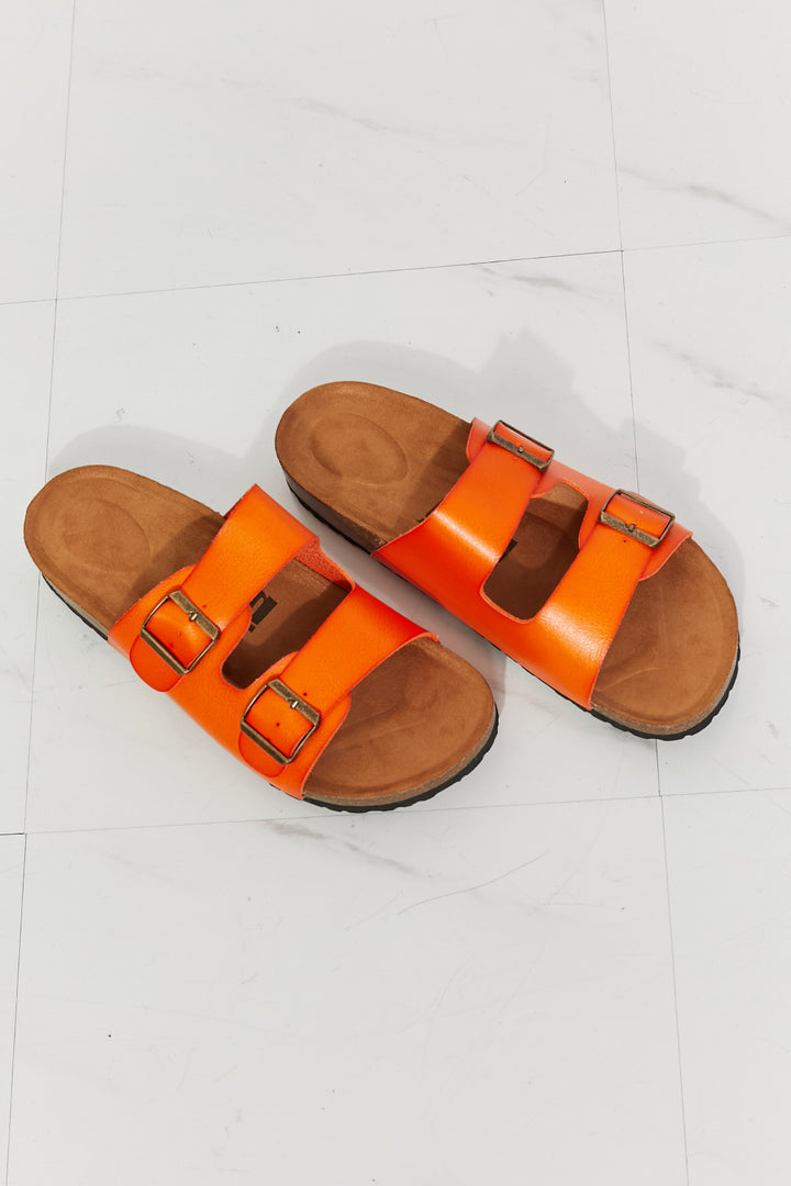 MMShoes Feeling Alive Double Banded Slide Sandals in Orange Trendsi