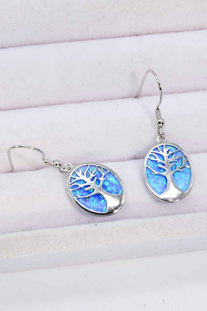 Opal Blue Platinum-Plated Drop Earrings Trendsi