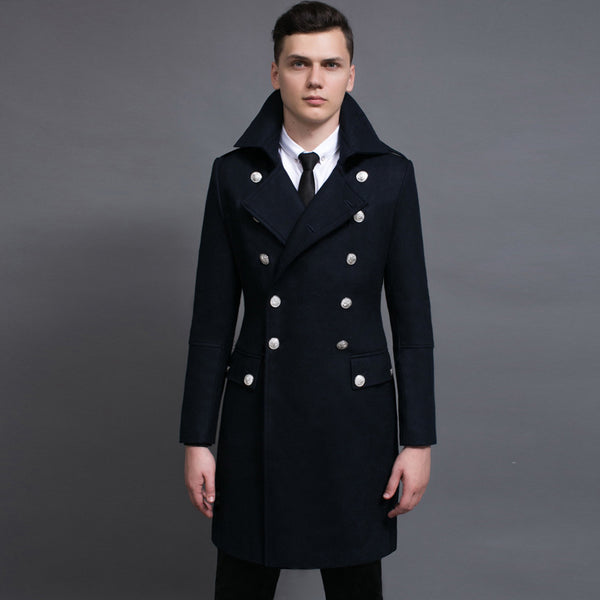 Double-row Retro Woolen Coat Man Q2