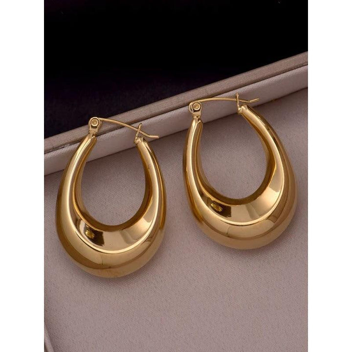 U-shaped Teardrop Earrings With Au750 Coloured Gold Studs - Super Amazing Store