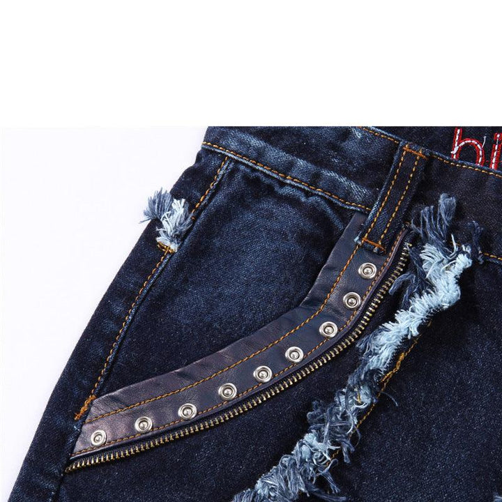 Panelled Statement Jeans Frayed Slim Fit - Super Amazing Store