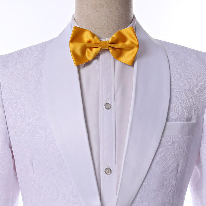 Custom Size Jacquard Groomsmen White Groom Tuxedos Shawl - Super Amazing Store