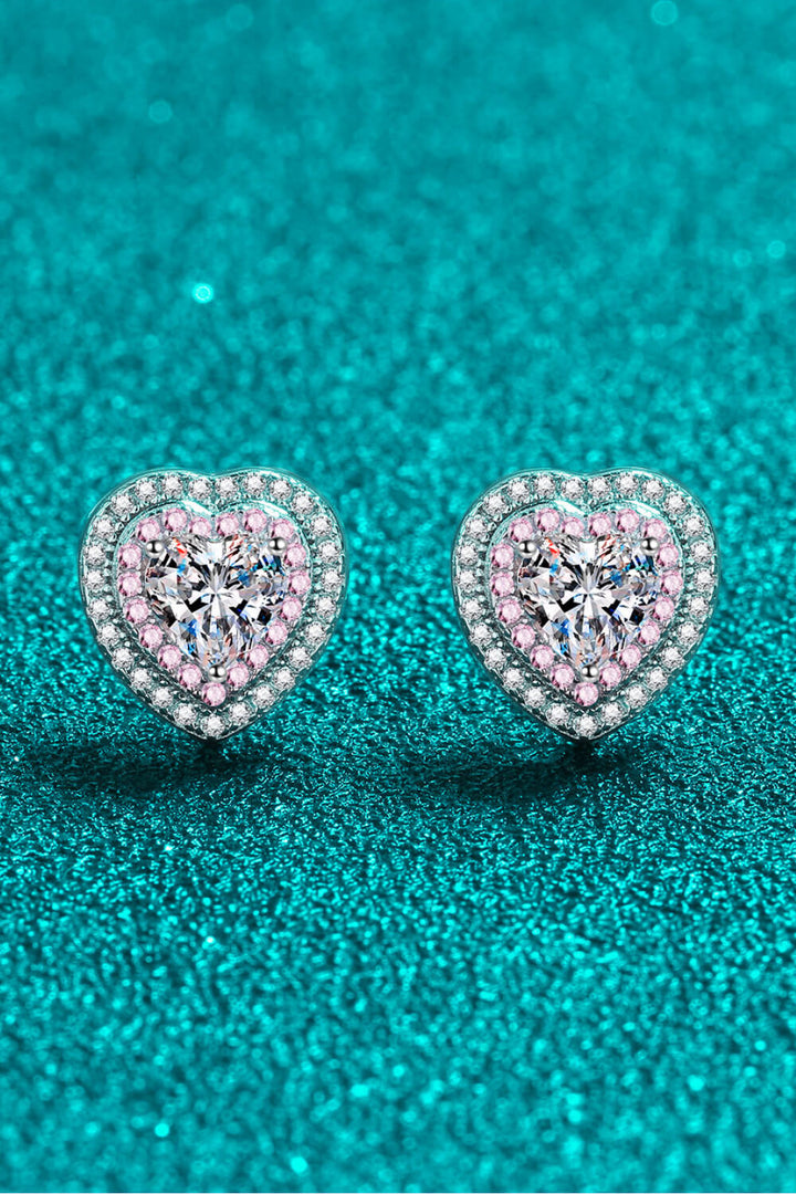 Moissanite Heart-Shaped Stud Earrings Trendsi