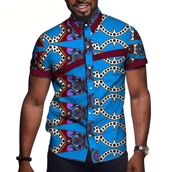 African Men Clothing Printed Short Sleeve Top T Shirt - Super Amazing Store