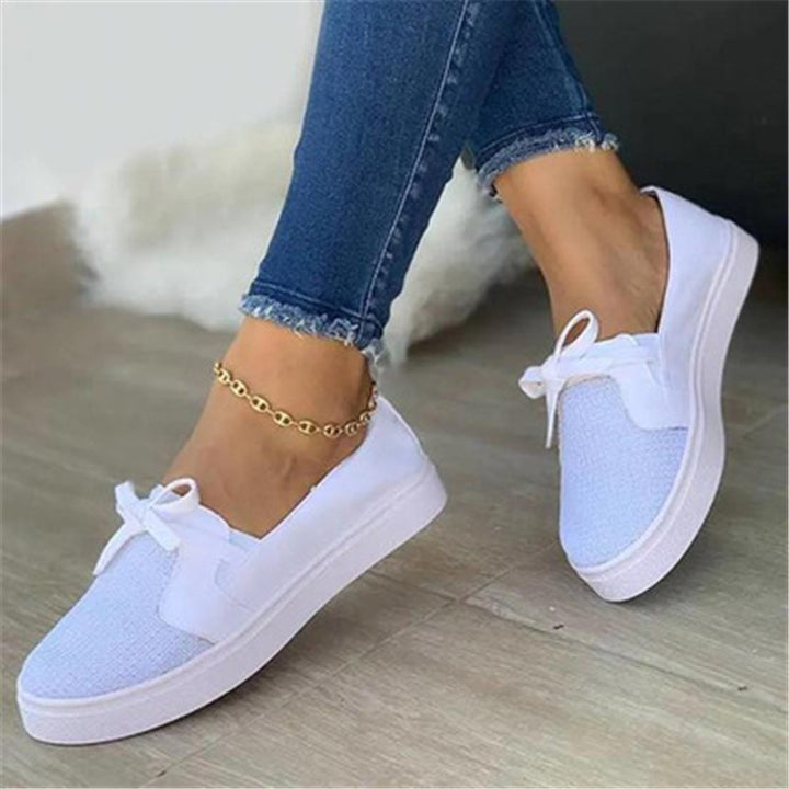 Lace-up Canvas Flat Shoes Women White Flats Sneakers Q2