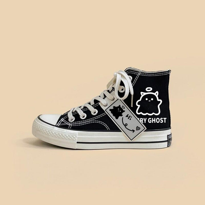 Black Graffiti Casual Canvas Shoes For Students - Super Amazing Store