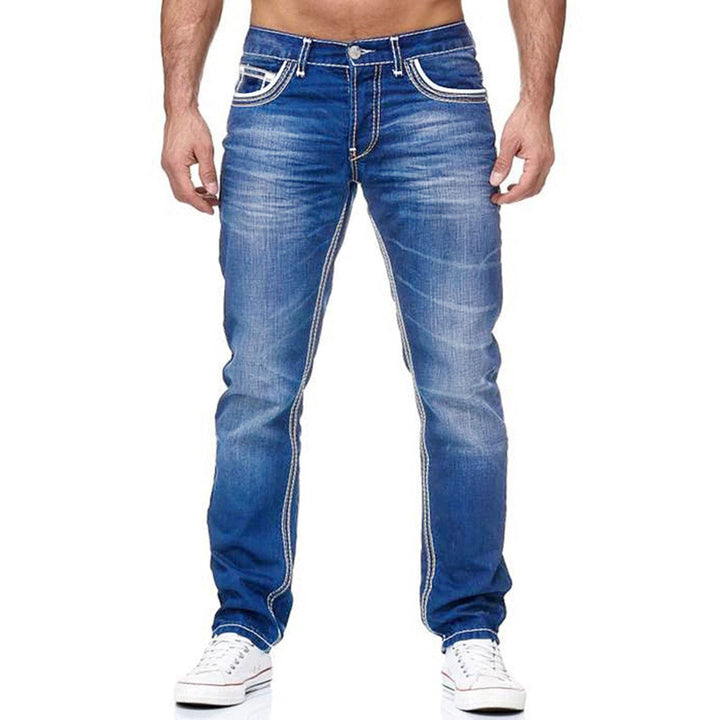 Blue Slim-fitting Simple Small Straight-leg Jeans Q2