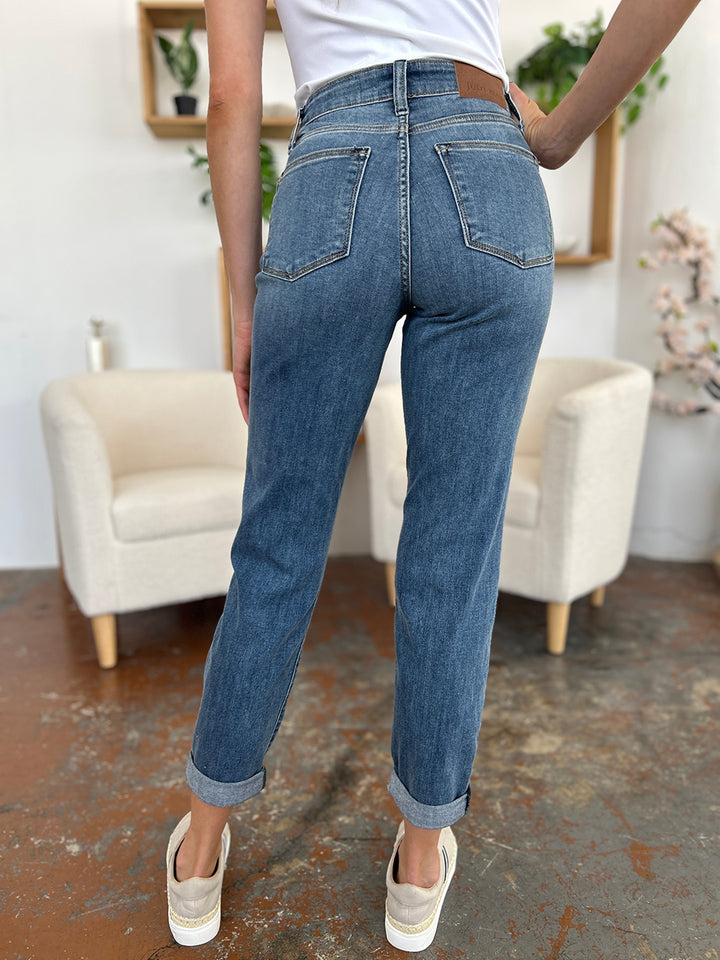 Judy Blue Full Size Cuffed Hem Slim Jeans Trendsi