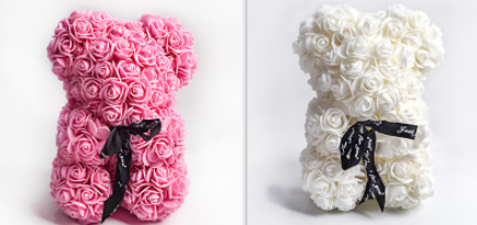 Rose Bear Eternal Flower Rose Teddy Bear PE Foam Bear 25cm