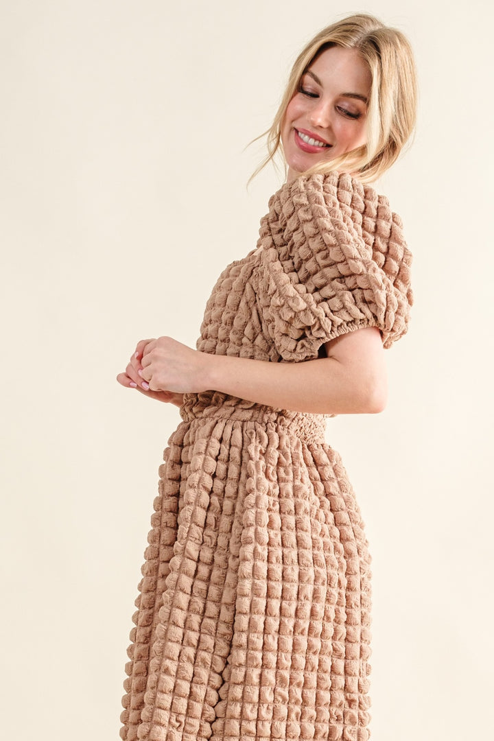 And The Why Full Size Square Neck Puff Sleeve Dress Trendsi