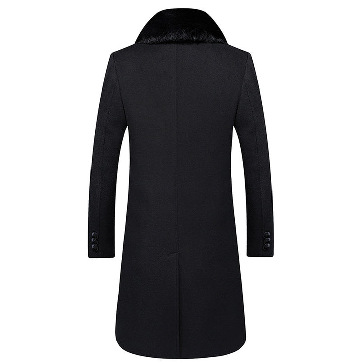 Middle-aged And Elderly Men's Long Down Jacket Woolen Coat Q2