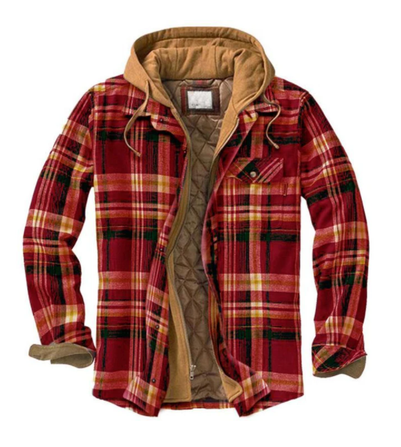 Thickened Cotton Padded Plaid Long Sleeve Loose Hooded Jacket - Super Amazing Store