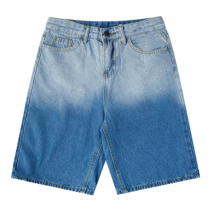 Gradient Denim Shorts Men''s Versatile Ins Loose Casual High Street - Super Amazing Store