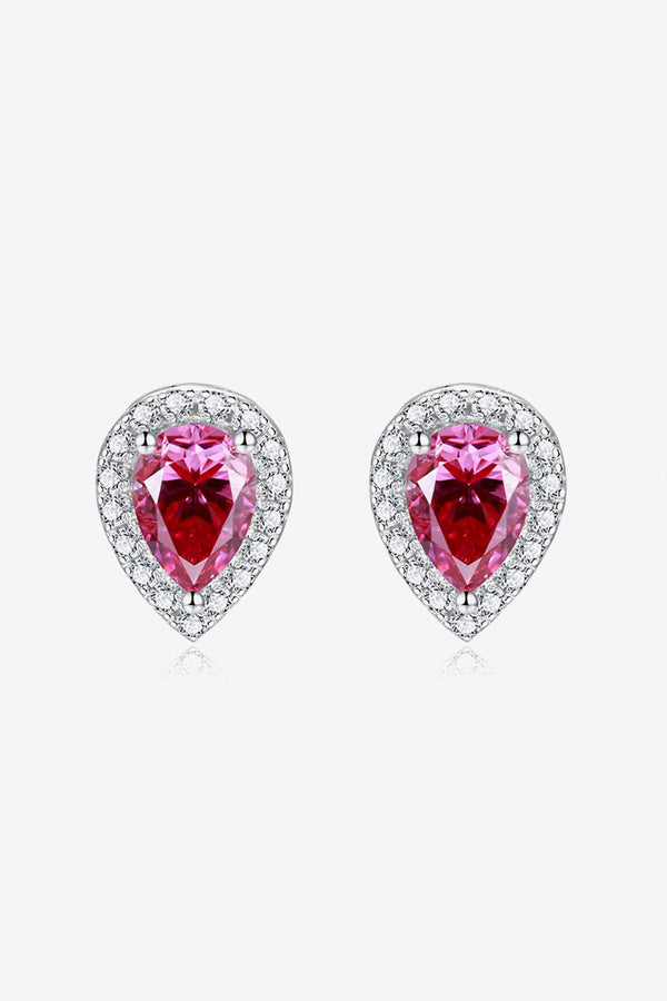 2 Carat Moissanite Teardrop Stud Earrings in Rose Trendsi