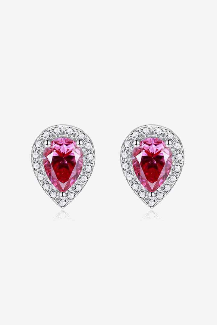 2 Carat Moissanite Teardrop Stud Earrings in Rose Trendsi