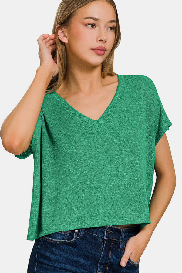 Zenana V-Neck Short Sleeve T-Shirt Trendsi