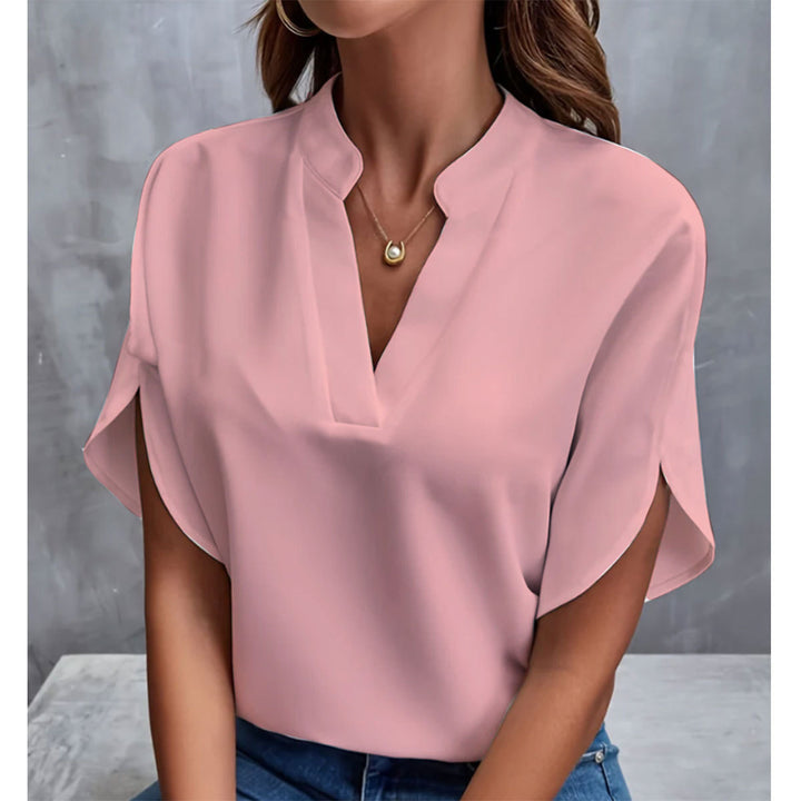 Summer Short-sleeved Chiffon Shirt New V-neck Shirt Women's Casual Versatile Clothing-Super Amazing Store