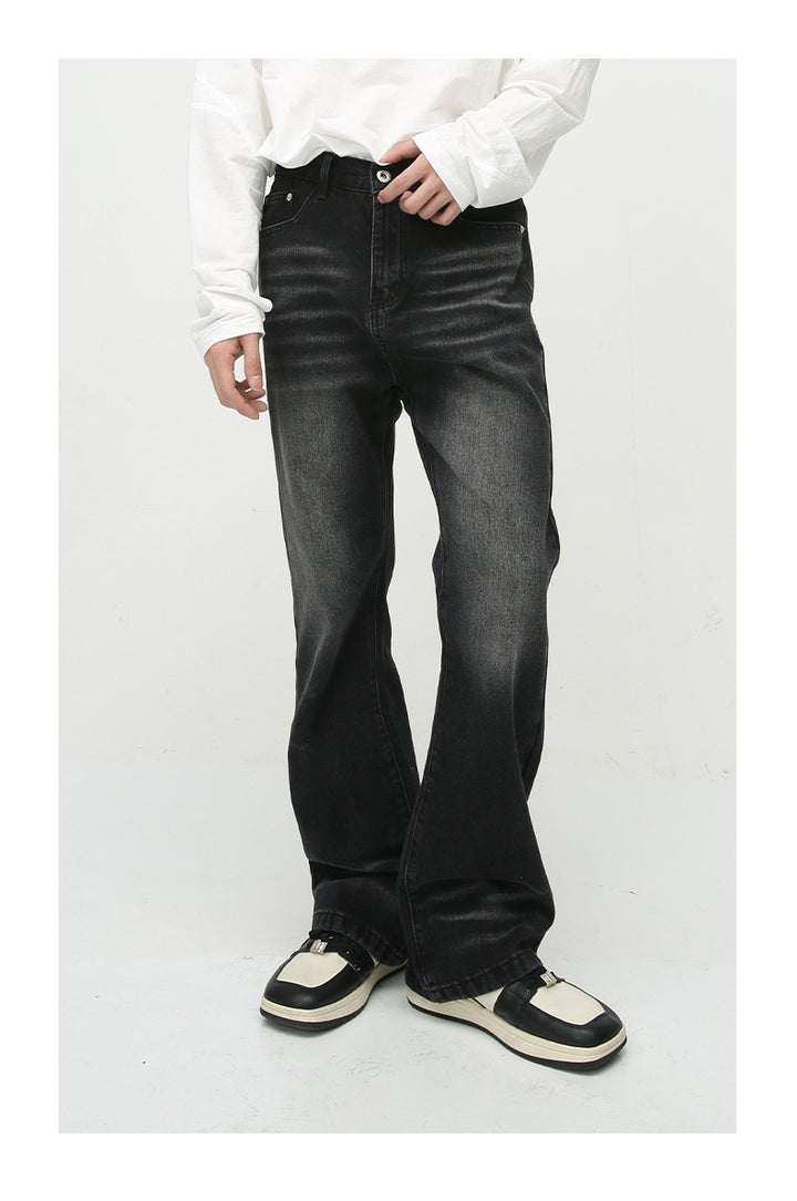 Loose Worn Looking Washed-out Slightly Flared Jeans Men Q2