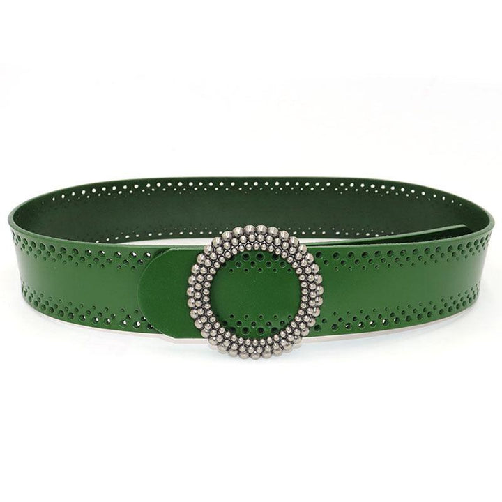 Green Women Belt No Hole Ladies Belts For Dresses Real Leather - Super Amazing Store