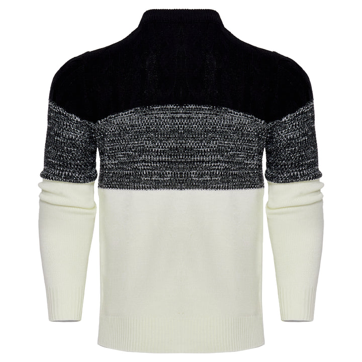 Men's Casual Color Block Long Sleeve Cable Knit Pullover Sweater - Super Amazing Store