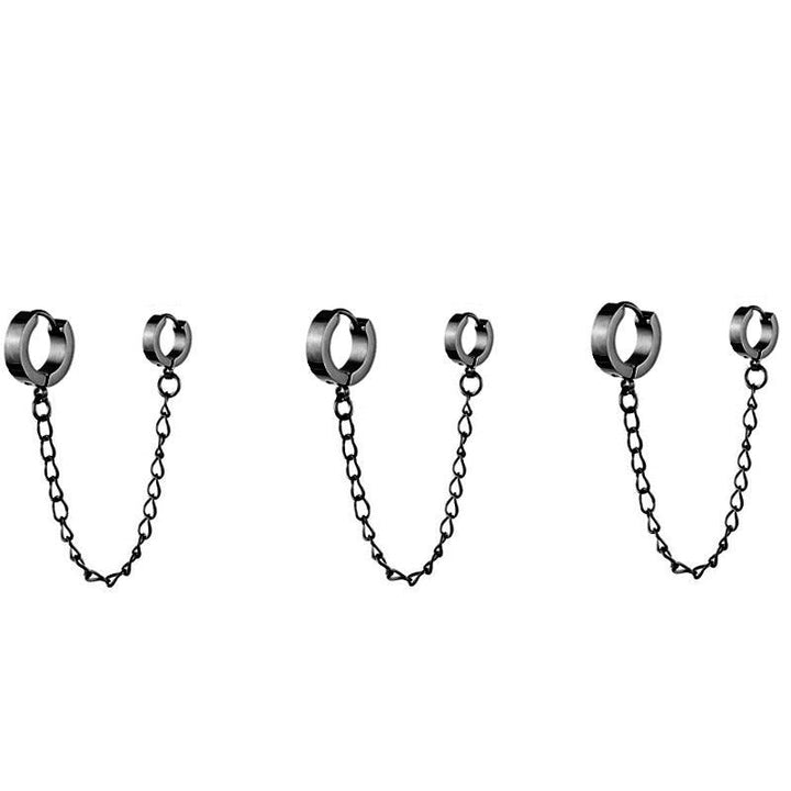Men's And Women's Fashion Simple Stainless Steel Round Binaural Buckle Chain Earrings - Super Amazing Store